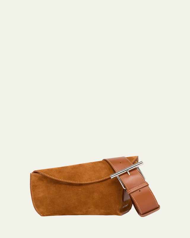 T-Bar Sling Angular Suede Shoulder Bag